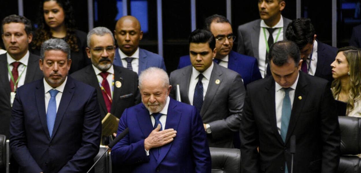 Luiz Inácio Lula da Silva durante discurso de posse no Congresso Nacional