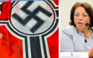 Bandeira nazista e a ex-ministra dos Direitos Humanos, Ideli Salvatti