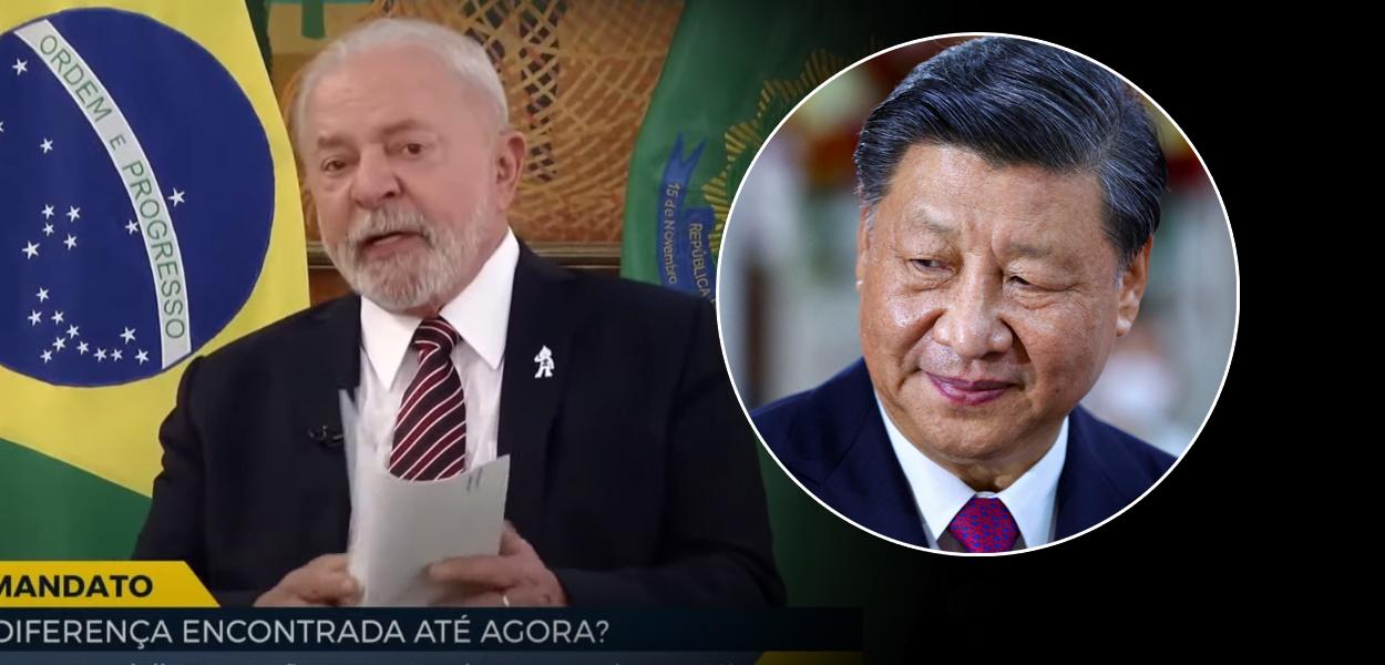 Luiz Inácio Lula da Silva (à esq.) e Xi Jinping