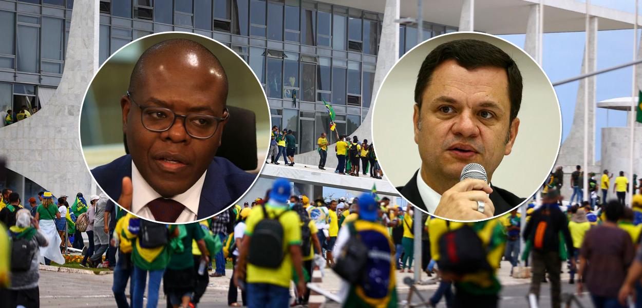 Atos golpistas em Brasília, Silvio Luiz de Almeida (com óculos) e Anderson Torres