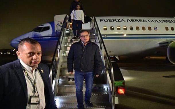 Petro desembarca nos EUA. Foto: Presidência colombiana