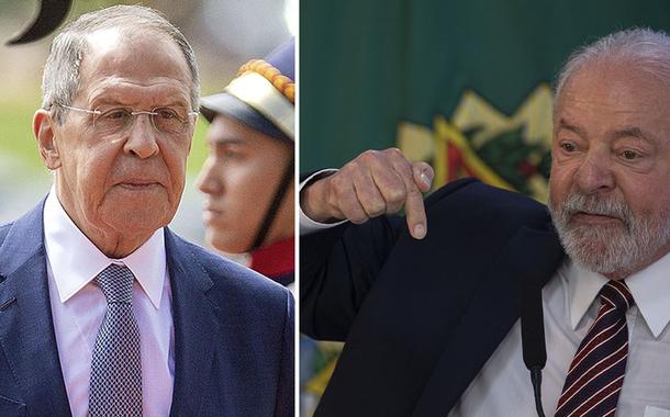 Sergei Lavrov (à esq.) e Luiz Inácio Lula da Silva