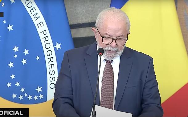 Presidente Lula durante um almoço no Palácio do Itamaraty com o presidente da Romênia