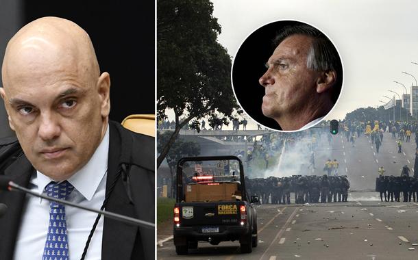 Alexandre de Moraes, invasores em Brasília em 8 de janeiro e Bolsonaro