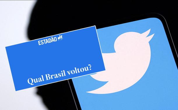 Print do título do editorial publicado pelo jornal O Estado de S.Paulo e a marca do Twitter