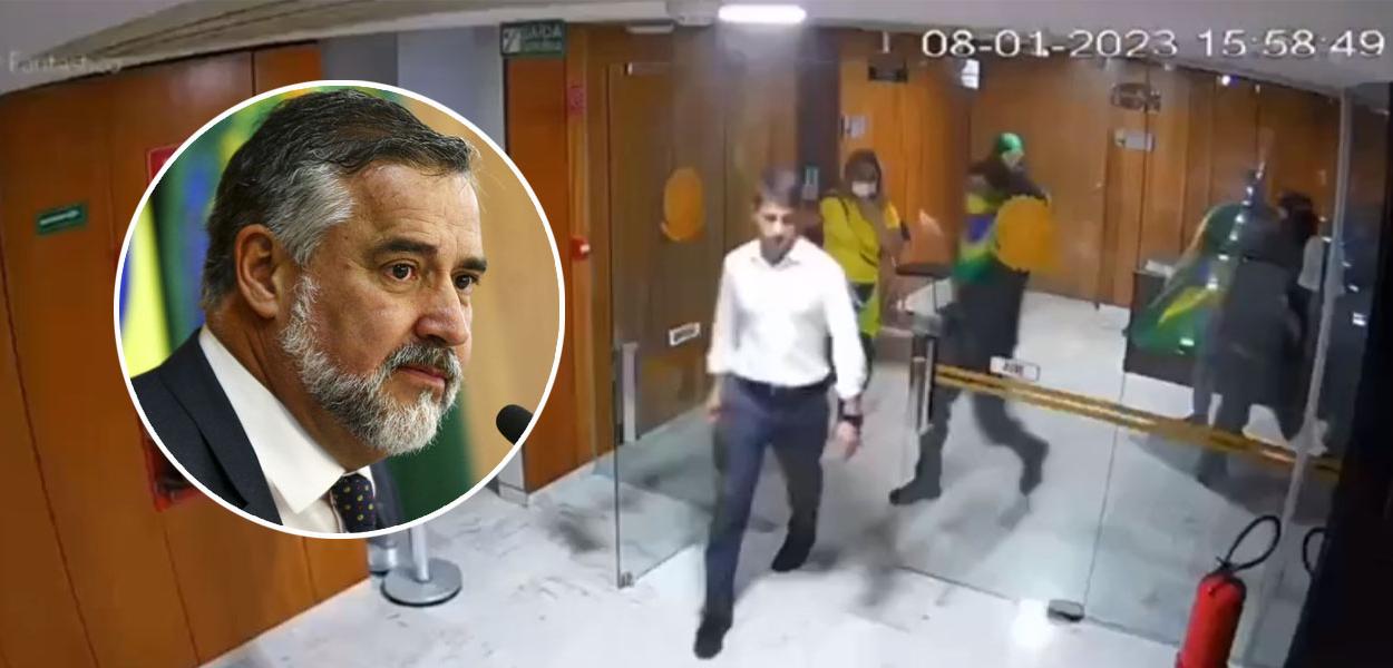 Paulo Pimenta e Major José Eduardo Natale com golpistas no Palácio do Planalto em 8/1