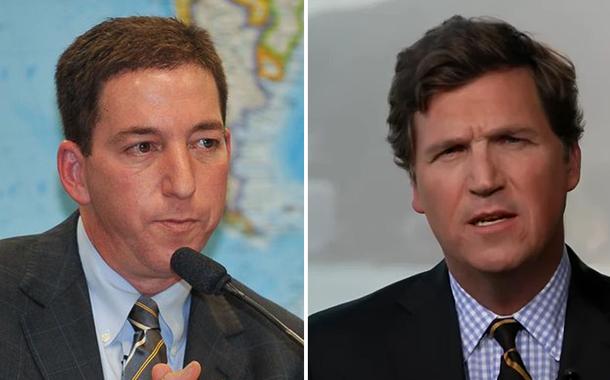 Glenn Greenwald (à esq.) e Tucker Carlson