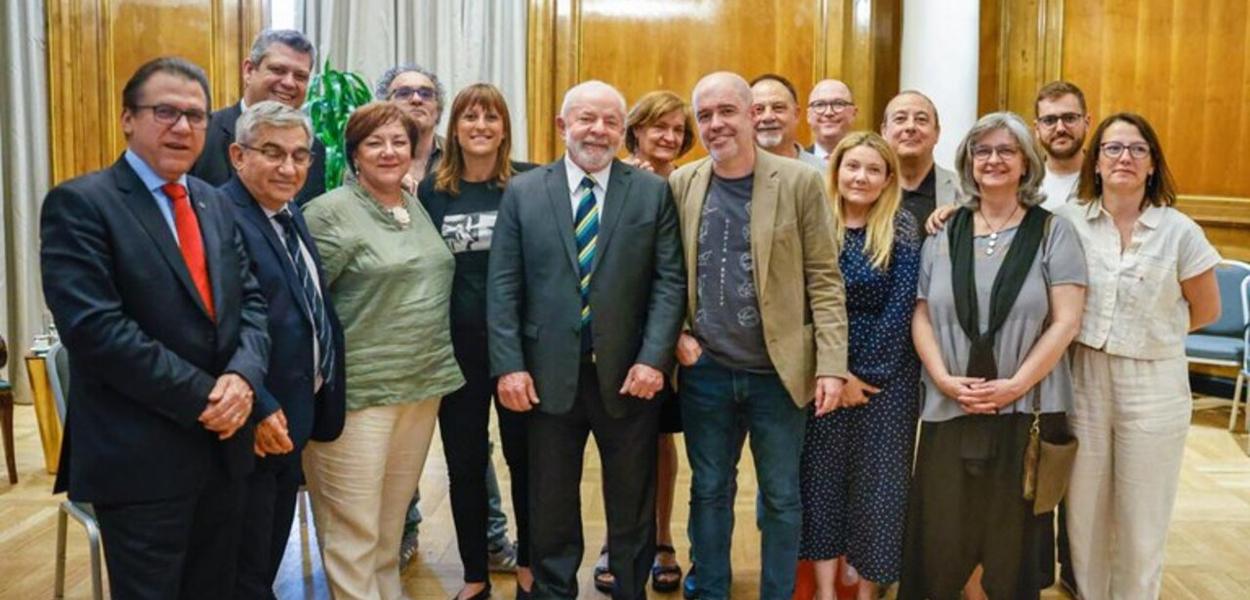 Lula e Marinho se reúnem com lideranças sindicais espanholas (Foto: Ricardo Stuckert / PR) Lula e Marinho se reúnem com lideranças sindicais espanholas