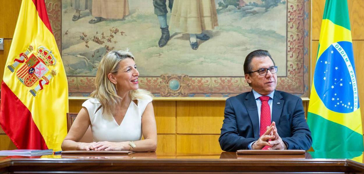 Yolanda Díaz e Luiz Marinho (Foto: Twitter/@luizmarinhopt) Yolanda Díaz e Luiz Marinho