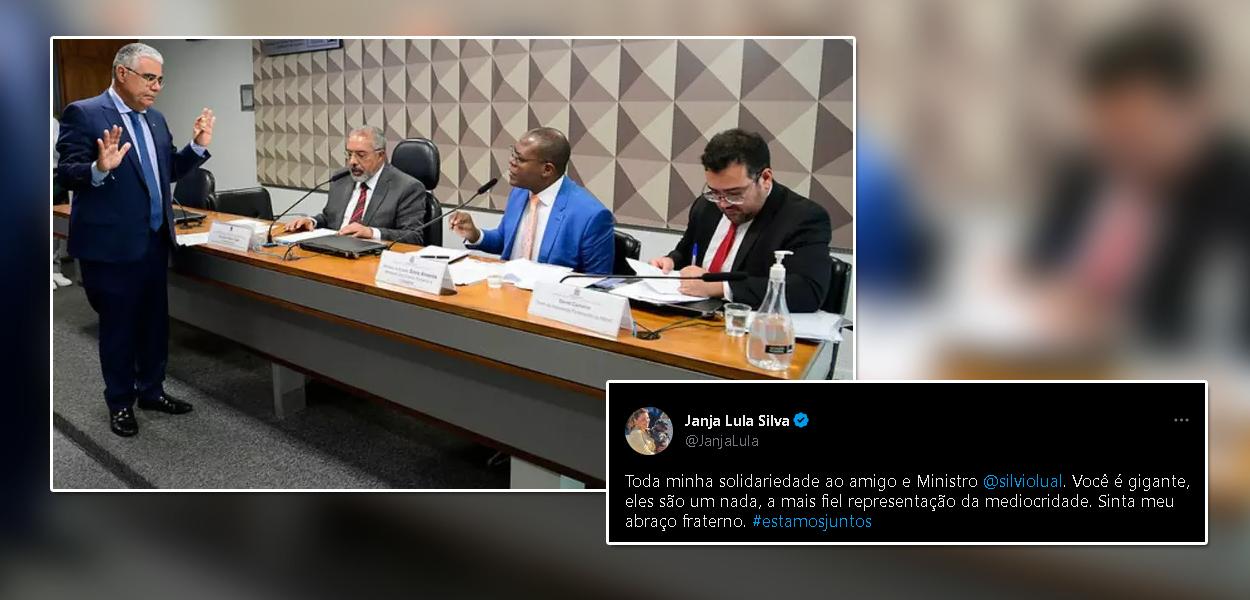 Janja manifesta solidariedade a Silvio Almeida, alvo de tentativa de lacração do senador bolsonarista Eduardo Girão
