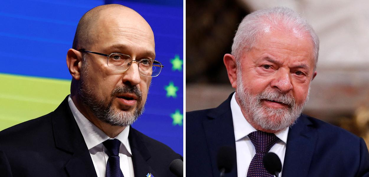 Denys Shmyhal e Lula (Foto: Reuters) Denys Shmyhal e Lula
