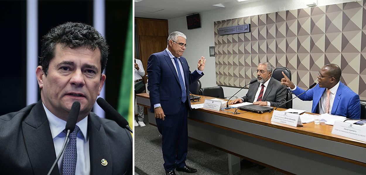 Sergio Moro, Eduardo Girão (em pé), Paulo Paim (terno escuro) e Silvio Luiz de Almeida (terno azul)