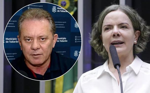 Joares Ponticelli, prefeito de Tubarão, e Gleisi Hoffmann