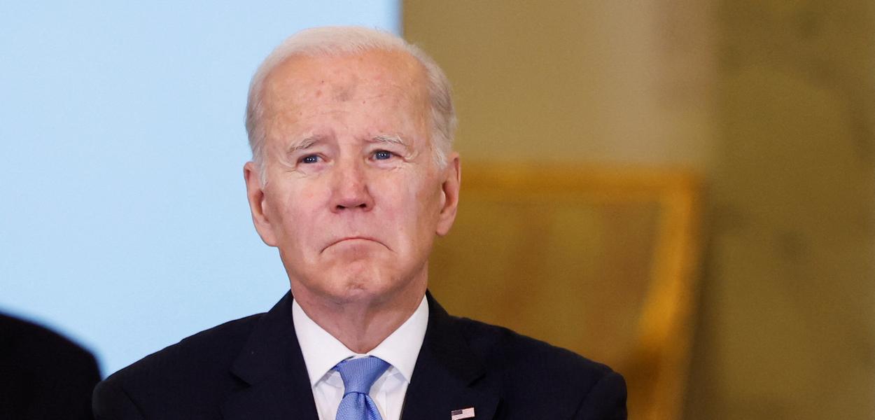 Presidente dos EUA, Joe Biden, durante reunião em Varsóvia, na Polônia (Foto: REUTERS/Evelyn Hockstein) Presidente dos EUA, Joe Biden, durante reunião em Varsóvia, na Polônia