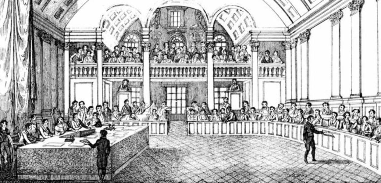 Interior da Cadeia Velha, que abrigou a Constituinte de 1823 e onde funcionou posteriormente a Câmara dos Deputados