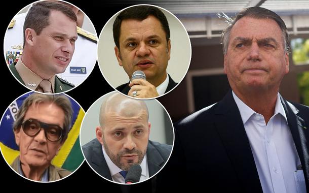 Mauro Cid, Anderson Torres, Jair Bolsonaro, Roberto Jefferson e Daniel Silveira