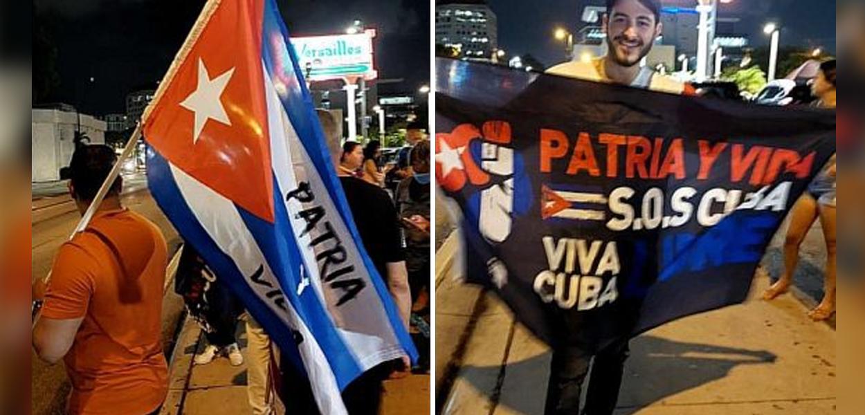 A "grande" manifestação em Miami em apoio aos eventos de Caimanera (Foto: Reprodução/Redes sociais) A "grande" manifestação em Miami em apoio aos eventos de Caimanera