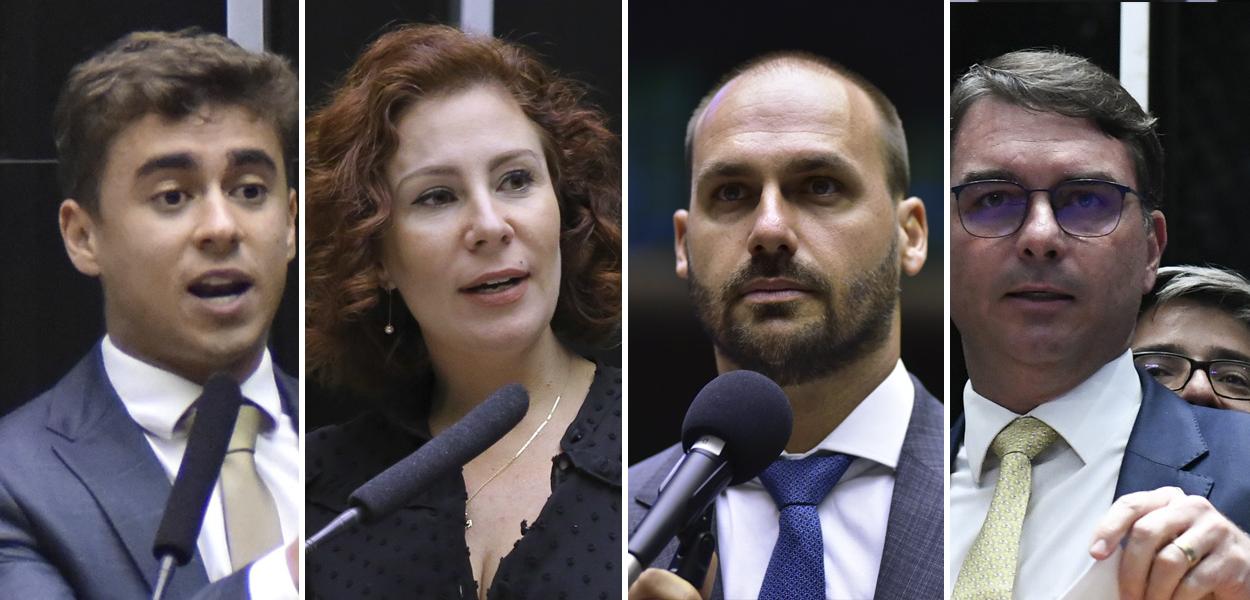 Nikolas Ferreira, Carla Zambelli, Eduardo e Flávio Bolsonaro