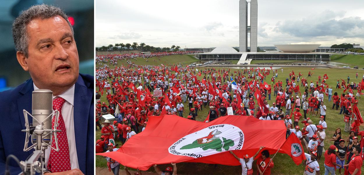 O ministro da Casa Civil, Rui Costa | Manifestação do MST em Brasília