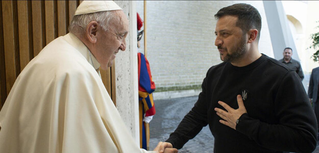 Papa Francisco e Volodymyr Zelensky (Foto: Divulgação) Papa Francisco e Volodymyr Zelensky