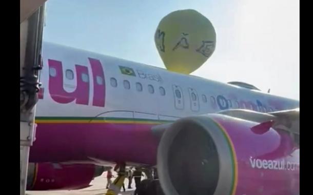 Balão cai sobre avião da Azul no aeroporto Santos Dummont - 14.05.2023