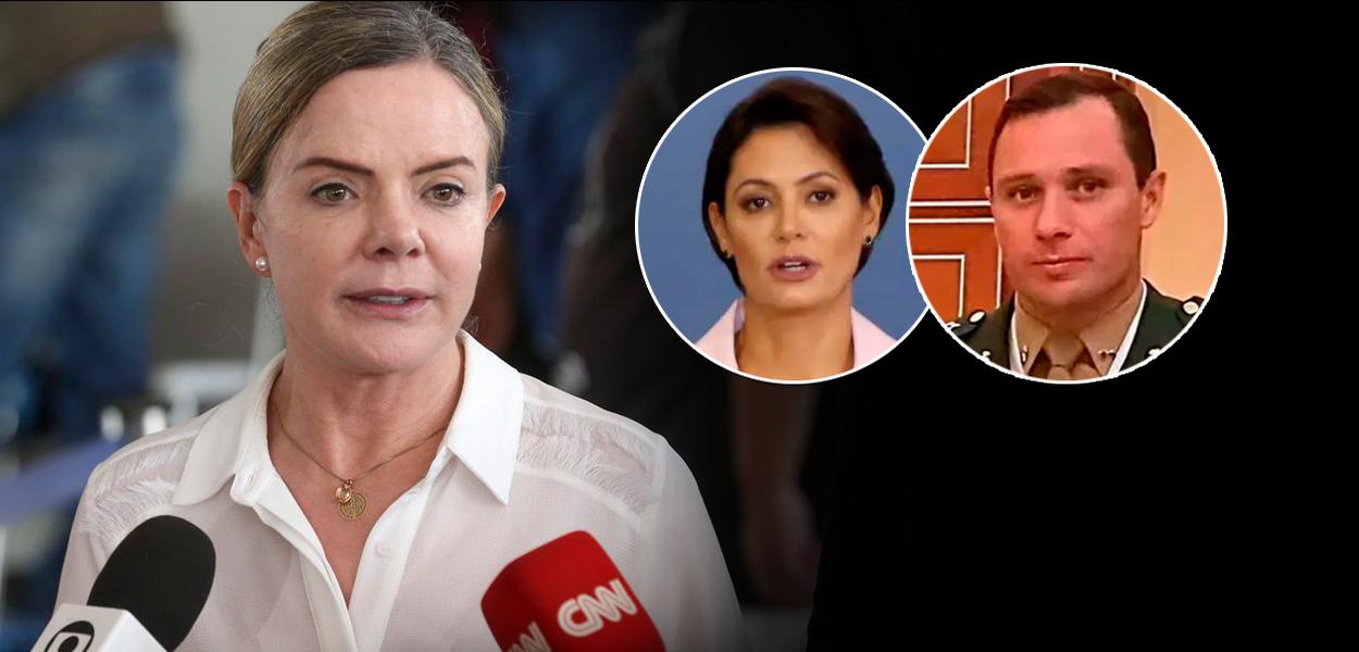 Gleisi Hoffmann, Mauro Cid e Michelle Bolsonaro