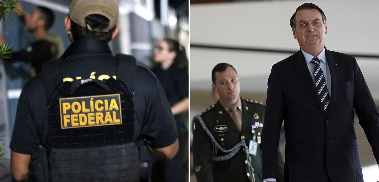 Polícia Federal, Mauro Cid (fardado) e Jair Bolsonaro