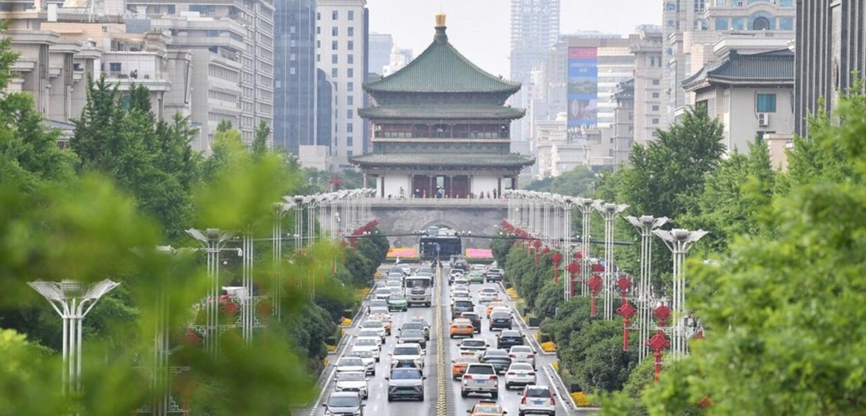 Panorama de Xi'An, onde se realiza a Cúpula China-Ásia Central