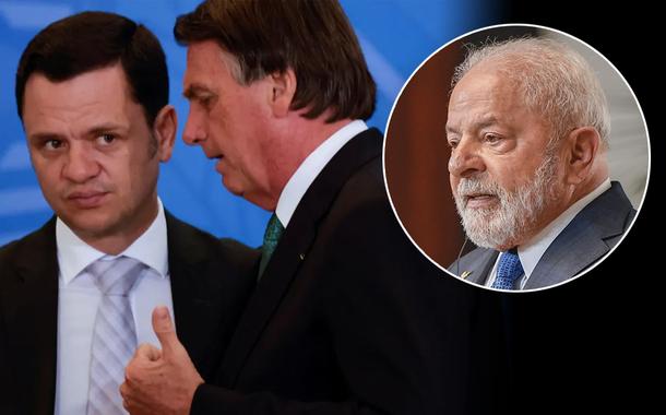 Anderson Torres com Bolsonaro e Lula no detalhe