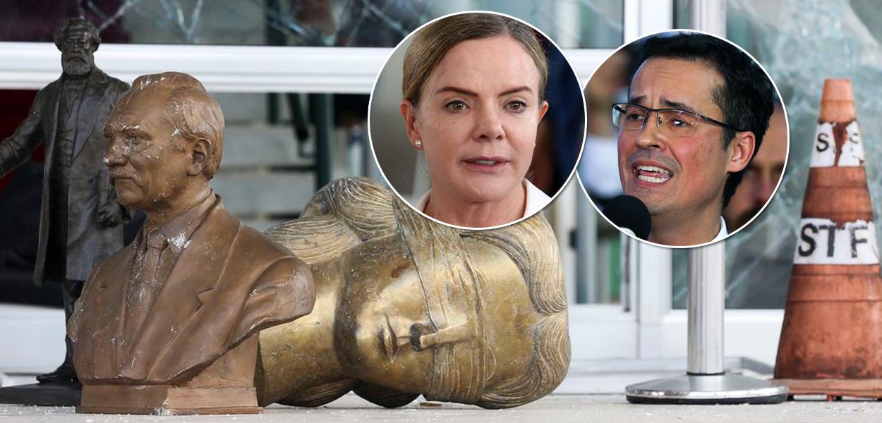 Gleisi Hoffmann, Deltan Dallagnol e atos golpistas de 8 de janeiro