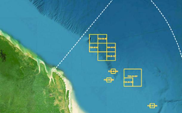 Blocos de exploração pretendidos pela Petrobras localizados na bacia sedimentar da foz do Amazonas