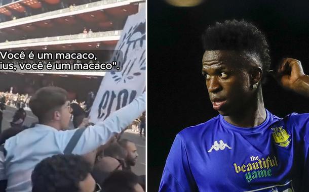 Torcedores do Valencia gritam cânticos racistas contra Vini Jr nos arredores do Estádio de Mestalla