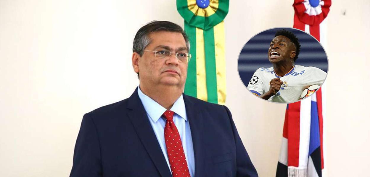Flávio Dino (de gravata) e Vini Jr.