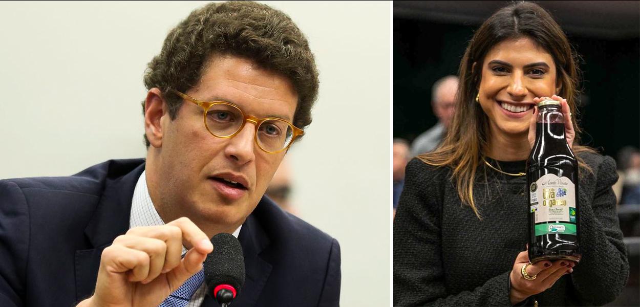 Ricardo Salles (à esq.) e Camila Jara