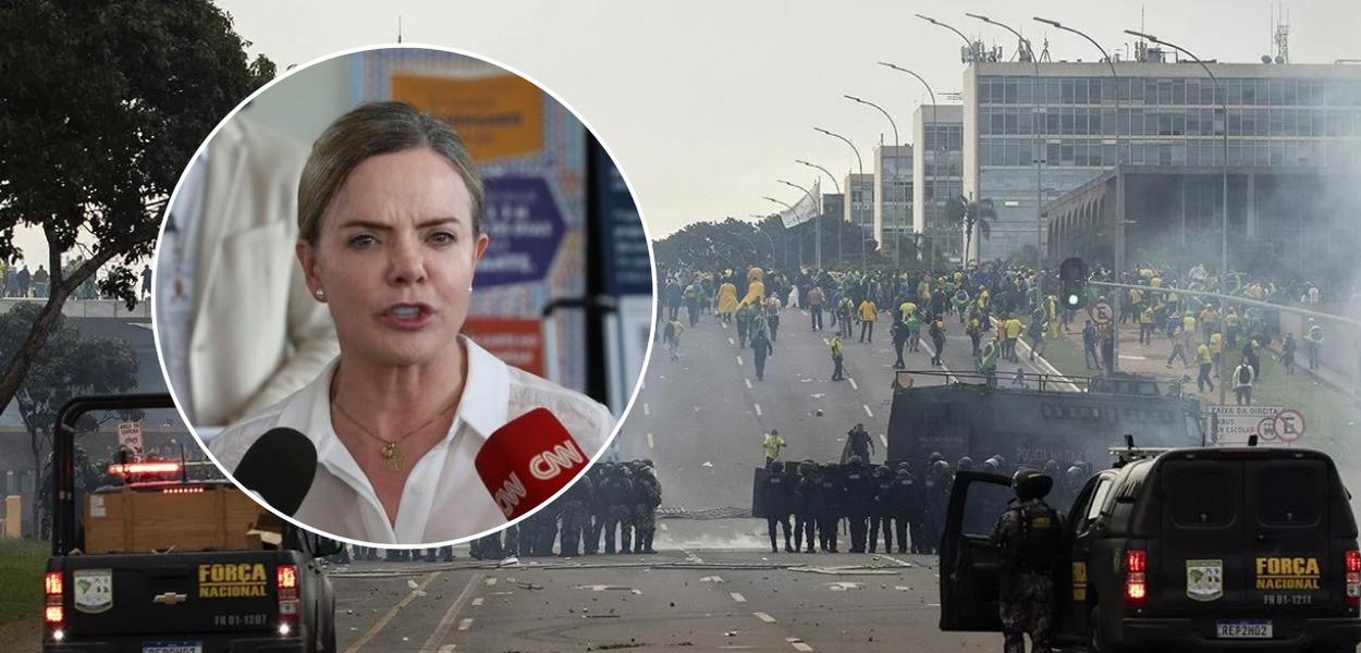 Gleisi Hoffmann e os atos terroristas bolsonaristas em Brasília no 8 de janeiro