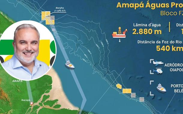 Jean Paul Prates e ilustração da prospecção de petróleo na Foz do Amazonas