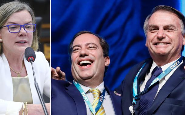 Gleisi Hoffmann, Pedro Guimarães e Jair Bolsonaro