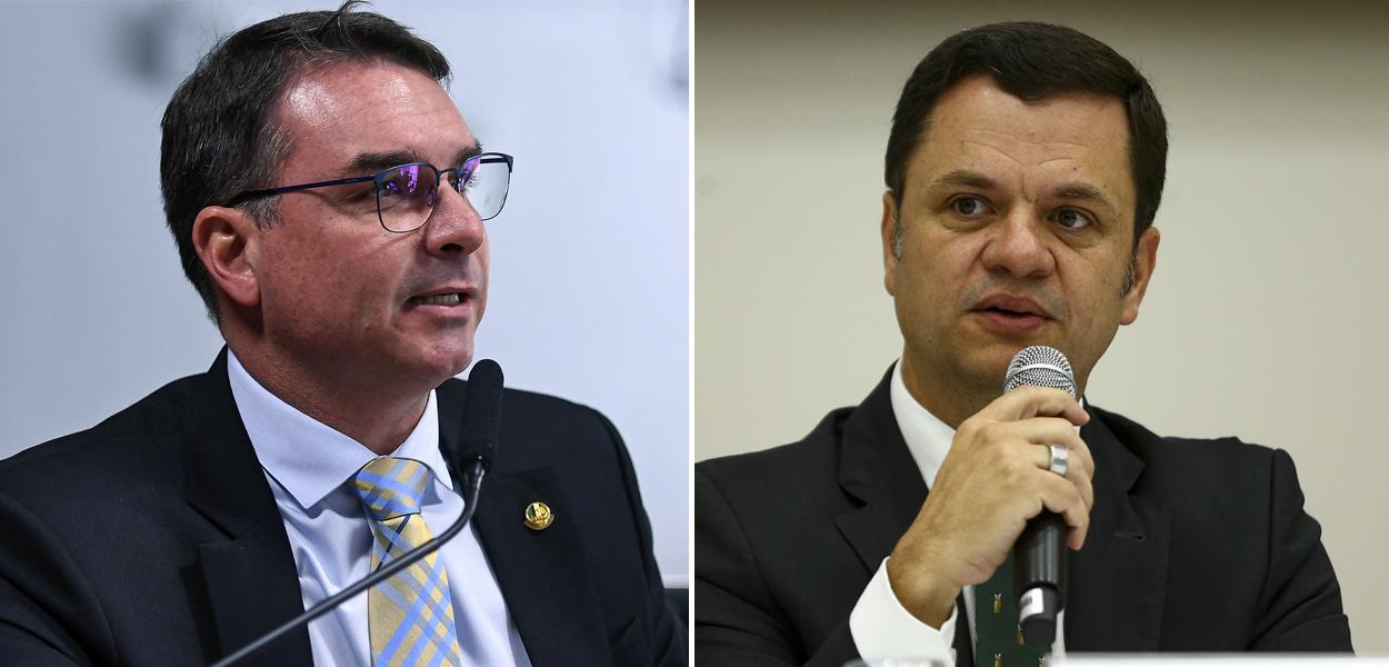 Flávio Bolsonaro e Anderson Torres (Foto: Edilson Rodrigues/Agência Senado | Marcelo Camargo/Agência Brasil) Flávio Bolsonaro e Anderson Torres