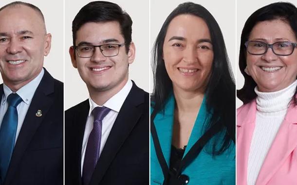 Deputados estaduais cearenses eleitos pelo PL em 2022, da esquerda para direita: Alcides Fernandes, Carmelo Neto, Dra. Silvana e Marta Gonçalves