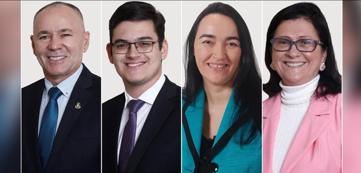 Deputados estaduais cearenses eleitos pelo PL em 2022, da esquerda para direita: Alcides Fernandes, Carmelo Neto, Dra. Silvana e Marta Gonçalves