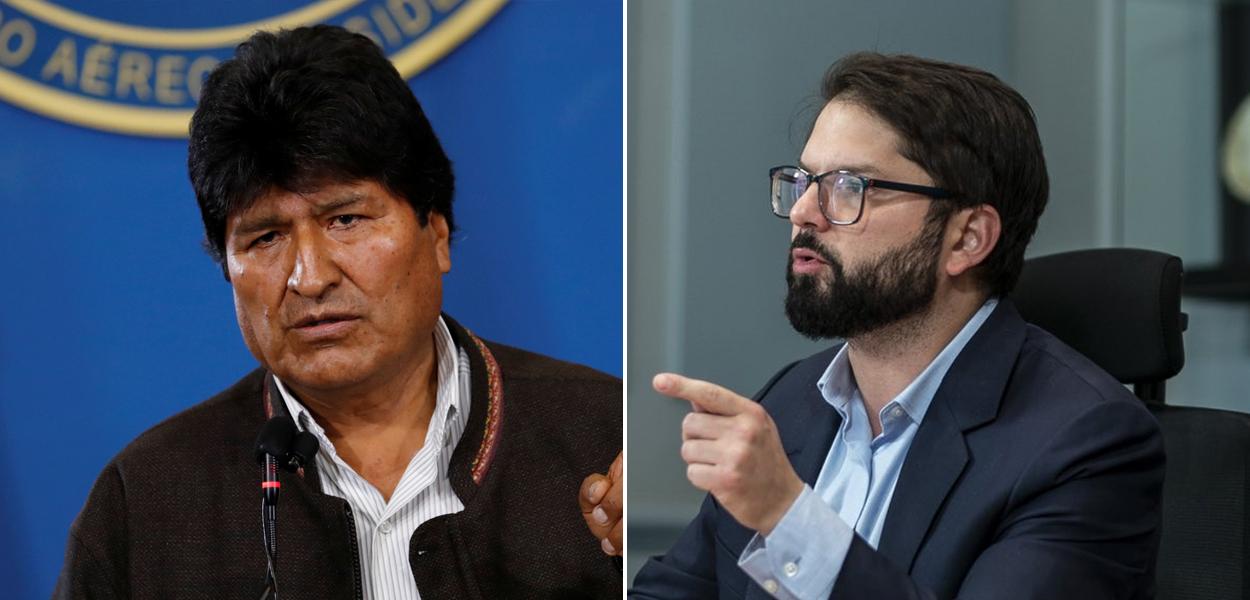 Evo Morales e Gabriel Boric (Foto: Reuters | Reprodução/Twitter) Evo Morales e Gabriel Boric