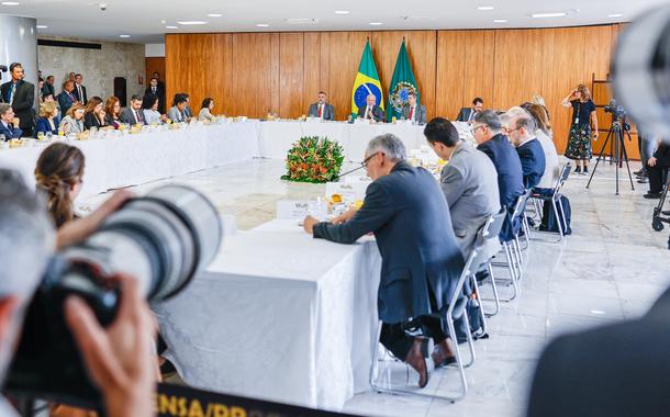 Presidente da República, Luiz Inácio Lula da Silva, durante café com jornalistas