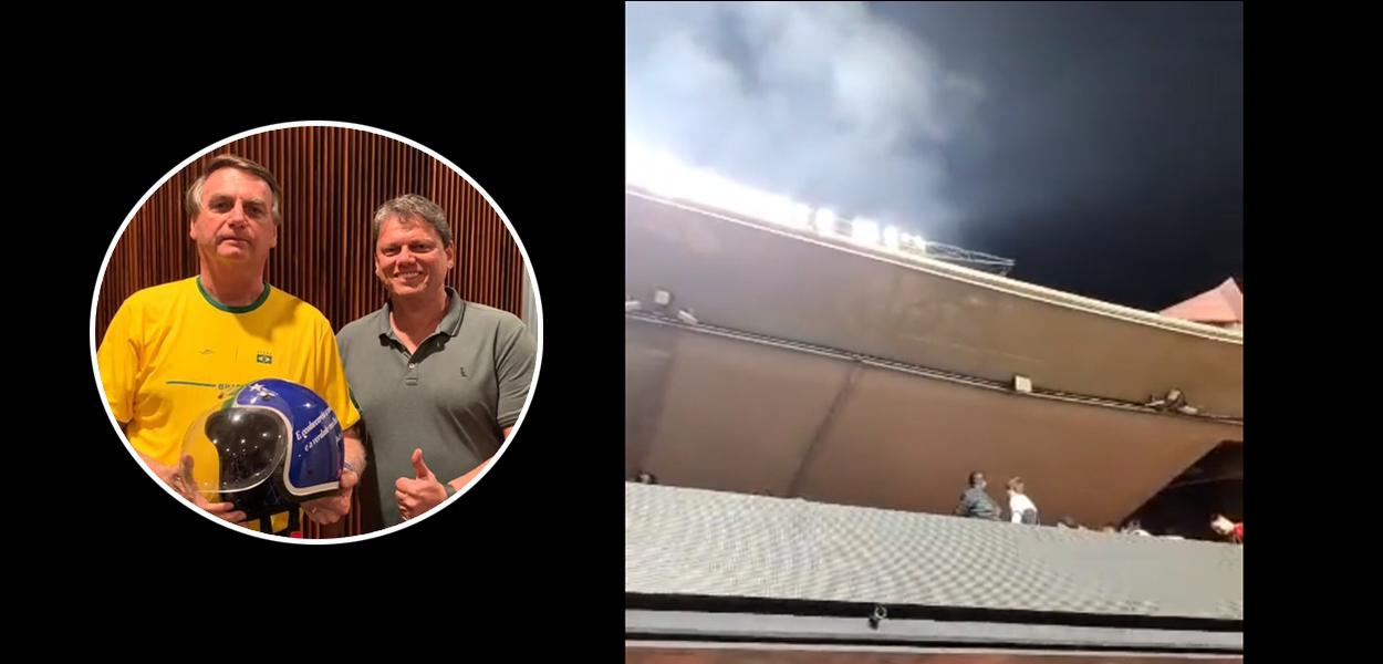 Jair Bolsonaro, Tarcísio de Freitas e estádio do Morumbi