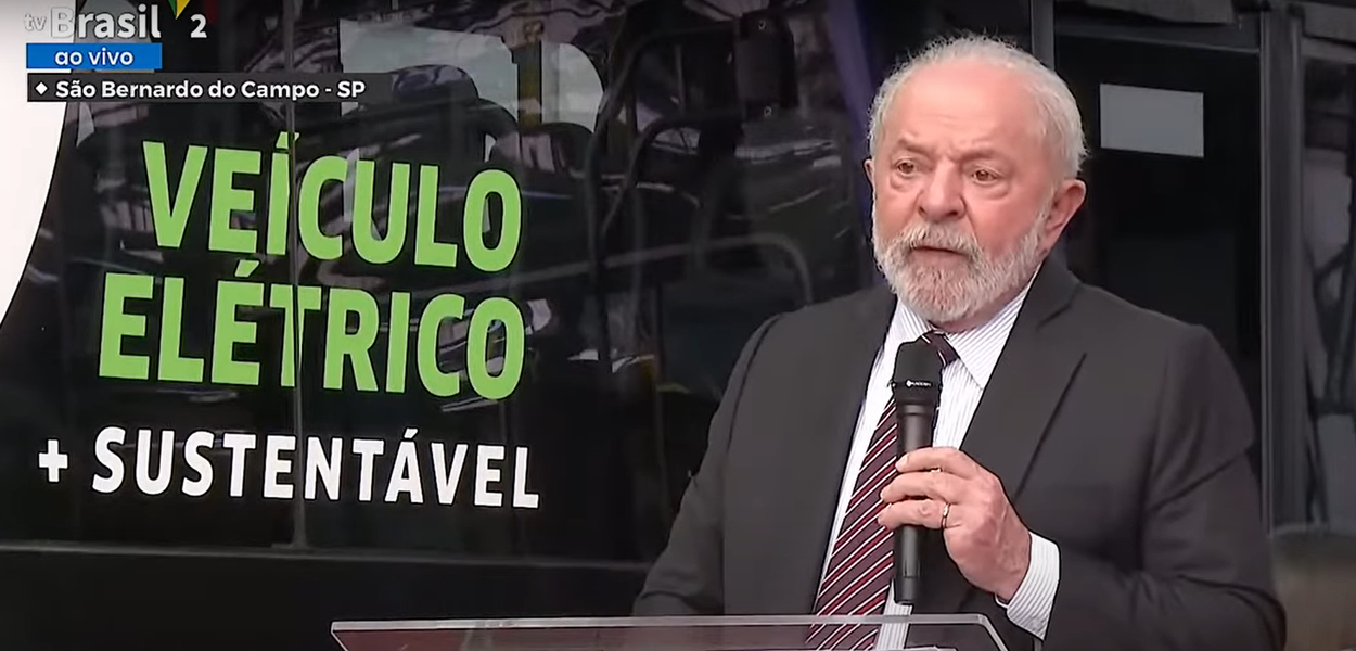 Presidente Lula discursa durante inauguração da fábrica de ônibus elétricos em São Bernardo do Campo (Foto: Reprodução/TV Brasil) Presidente Lula discursa durante inauguração da fábrica de ônibus elétricos em São Bernardo do Campo