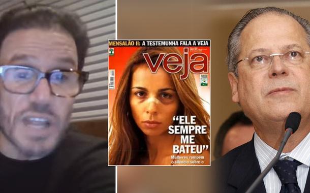 Tony Garcia (à esq.), capa de Veja e José Dirceu
