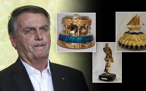 Jair Bolsonaro e esculturas de ouro