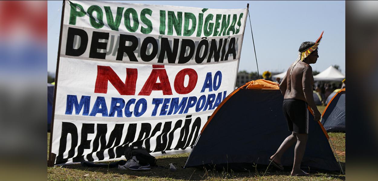 Povos indígenas de diversas etnias montam acampamento em Brasília para mobilização contra o Marco Temporal