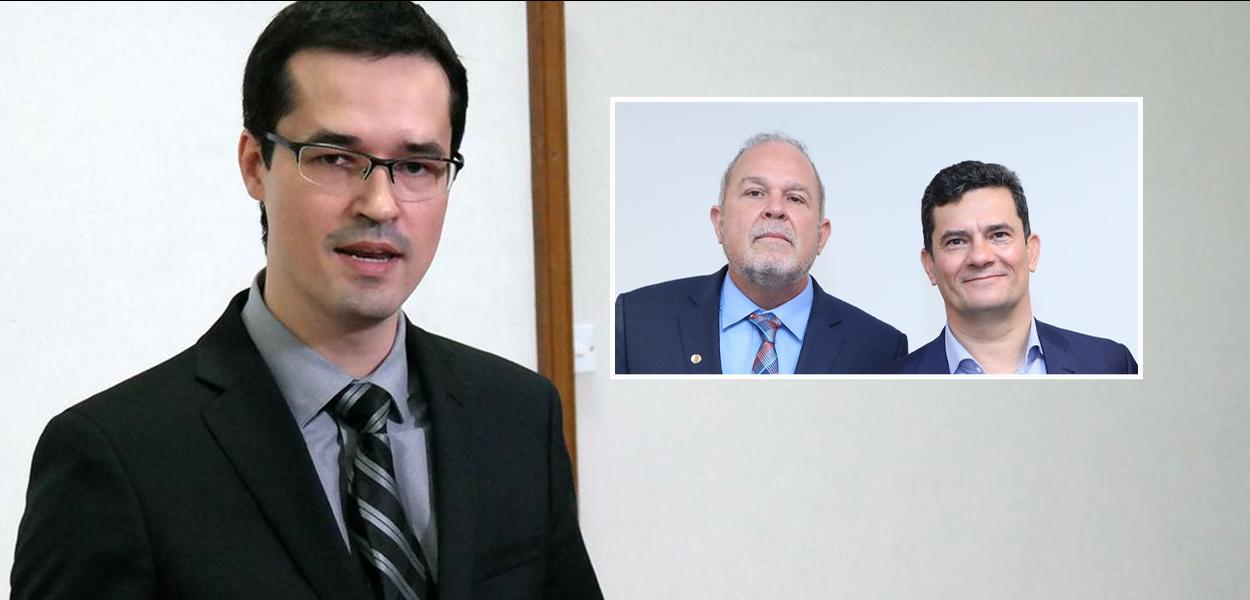 Deltan Dallagnol, Carlos Zucolotto e Sérgio Moro (Foto: Agência Brasil | Reprodução/Flickr/Podemos) Deltan Dallagnol, Carlos Zucolotto e Sérgio Moro
