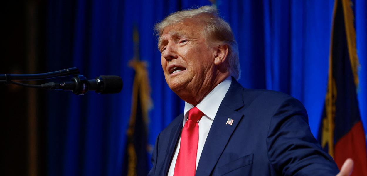 Former U.S. President and Republican presidential candidate Donald Trump speaks at the North Carolina Republican Party convention in Greensboro, North Carolina, U.S. June 10, 2023.  REUTERS/Jonathan Drake