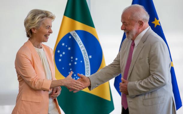 Presidente Luiz Inácio Lula da Silva recebe a presidente da Comissão Europeia, Ursula von der Leyen, no Palácio do Planalto - 12.06.2023